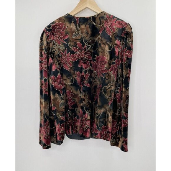 Vintage R&K Evenings Etched Floral Velvet Button-Down Blazer Size 12 Event - Picture 2 of 12